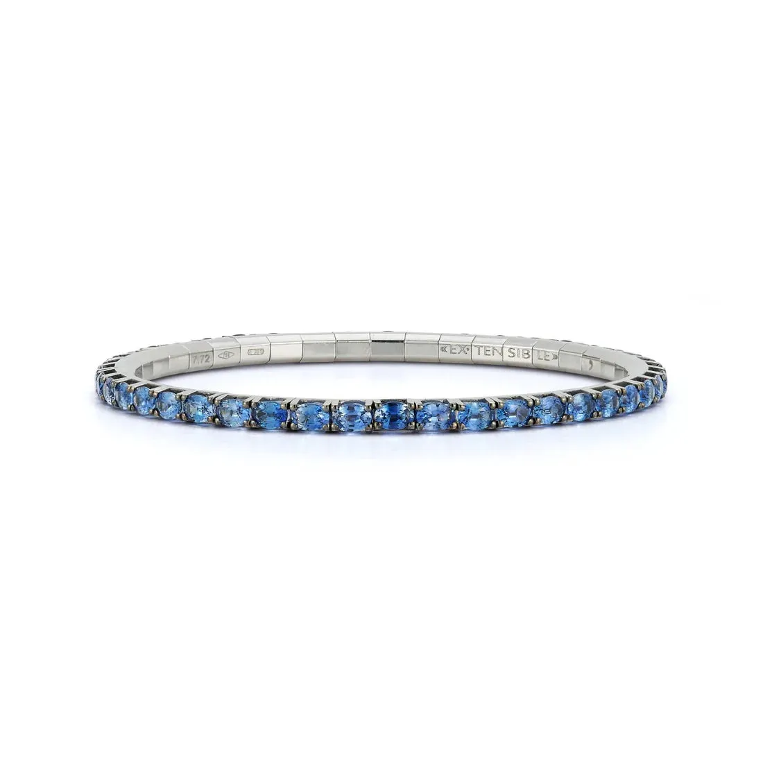 10.20CT Oval-Cut Blue Sapphire Stretch Tennis Bracelet