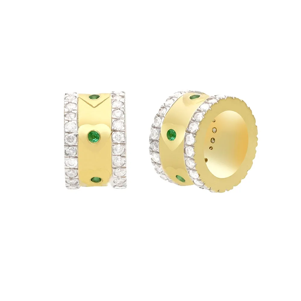 14k Gold Diamond & Blue Sapphire Rondelle Bead / Roundel Bead 5.80x9mm