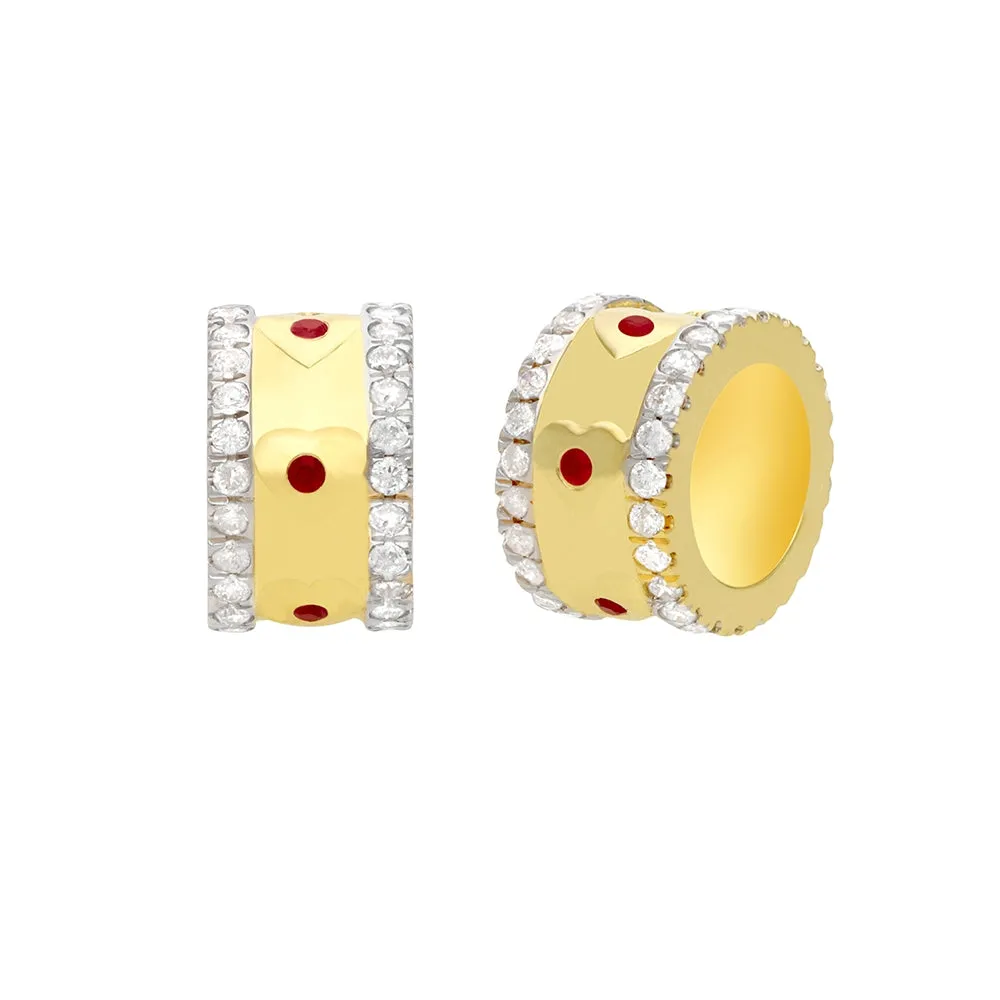 14k Gold Diamond & Blue Sapphire Rondelle Bead / Roundel Bead 5.80x9mm