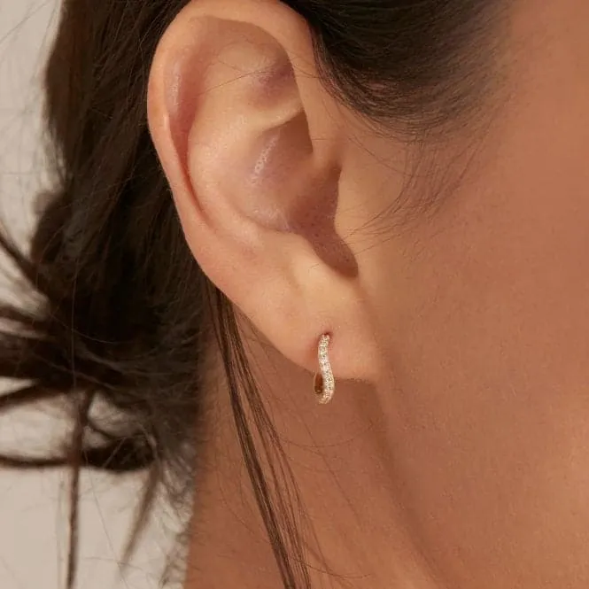 14KT Gold Diamond Huggie Hoop Earrings with 0.196ct Diamonds