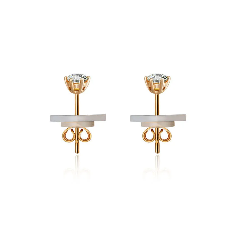 18k Gold Single Diamond Stud Earring With Six Claw Setting