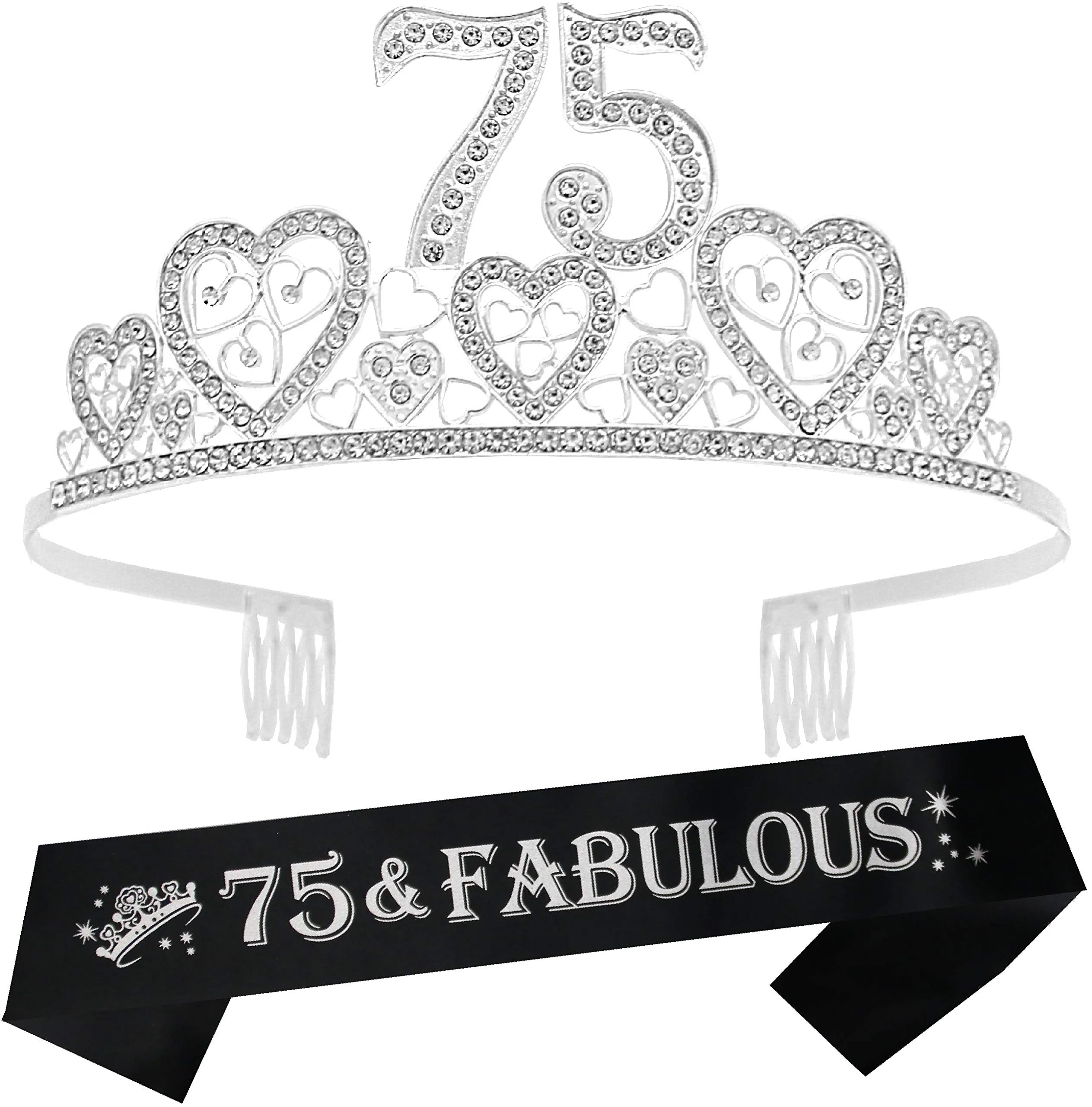 75th Birthday Sash, 75th Birthday Tiara, 75th Birthday Decorations for Her, 75th Birthday