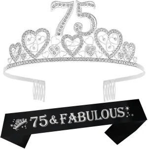 75th Birthday Sash, 75th Birthday Tiara, 75th Birthday Decorations for Her, 75th Birthday