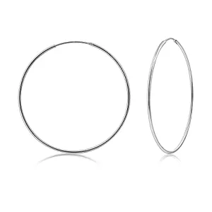 925 Sterling Silver Hoop Earrings for Women Lightweight Endless Silver Thin Hoops 50MM 2" Inch