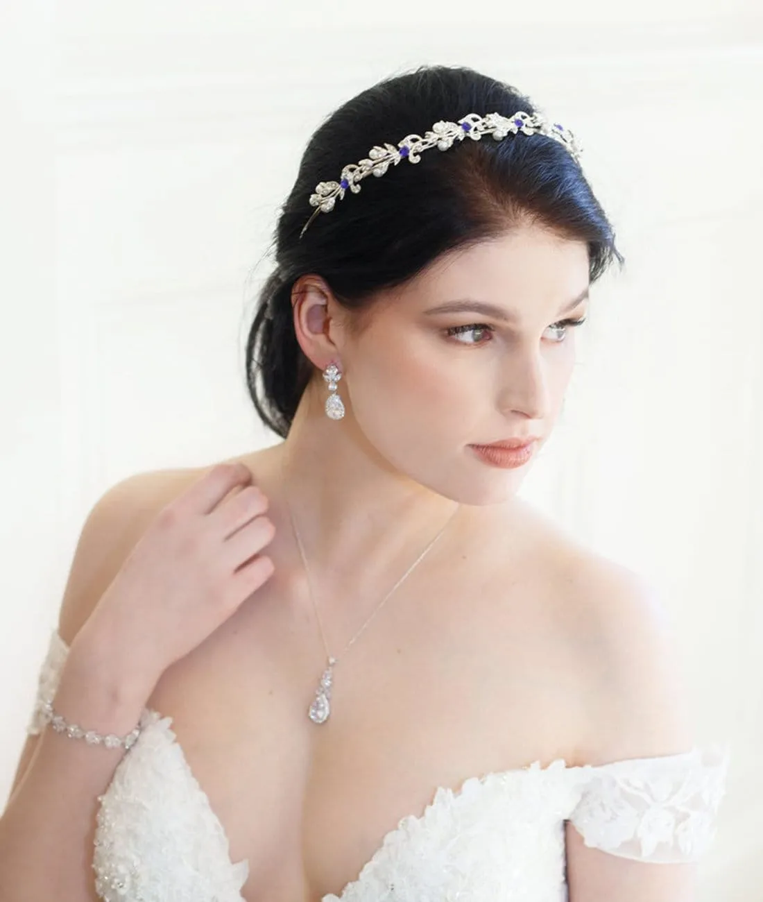 Ava Blue Crystal Pearl Headband