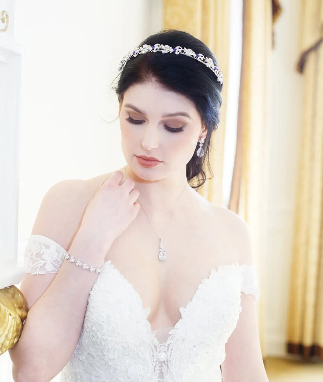 Ava Blue Crystal Pearl Headband
