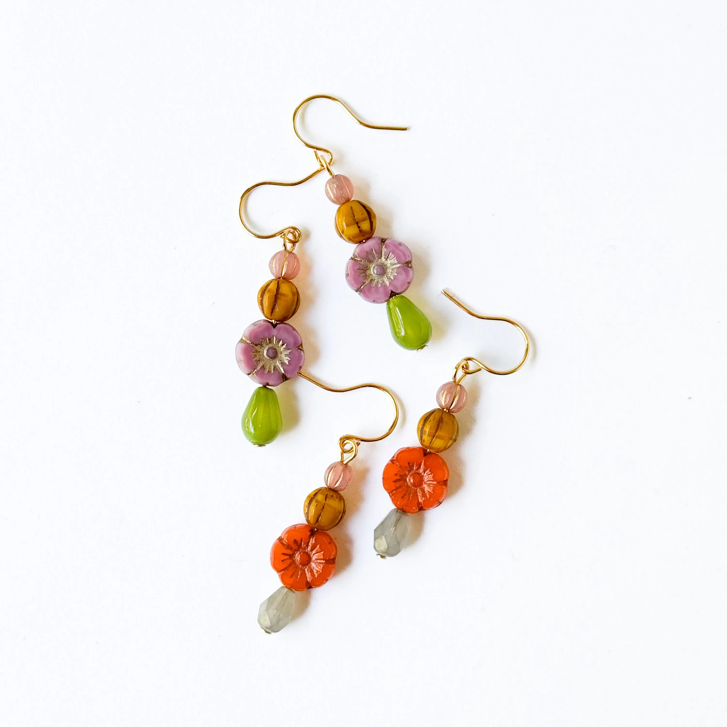 Beaded Flower Earrings -WS