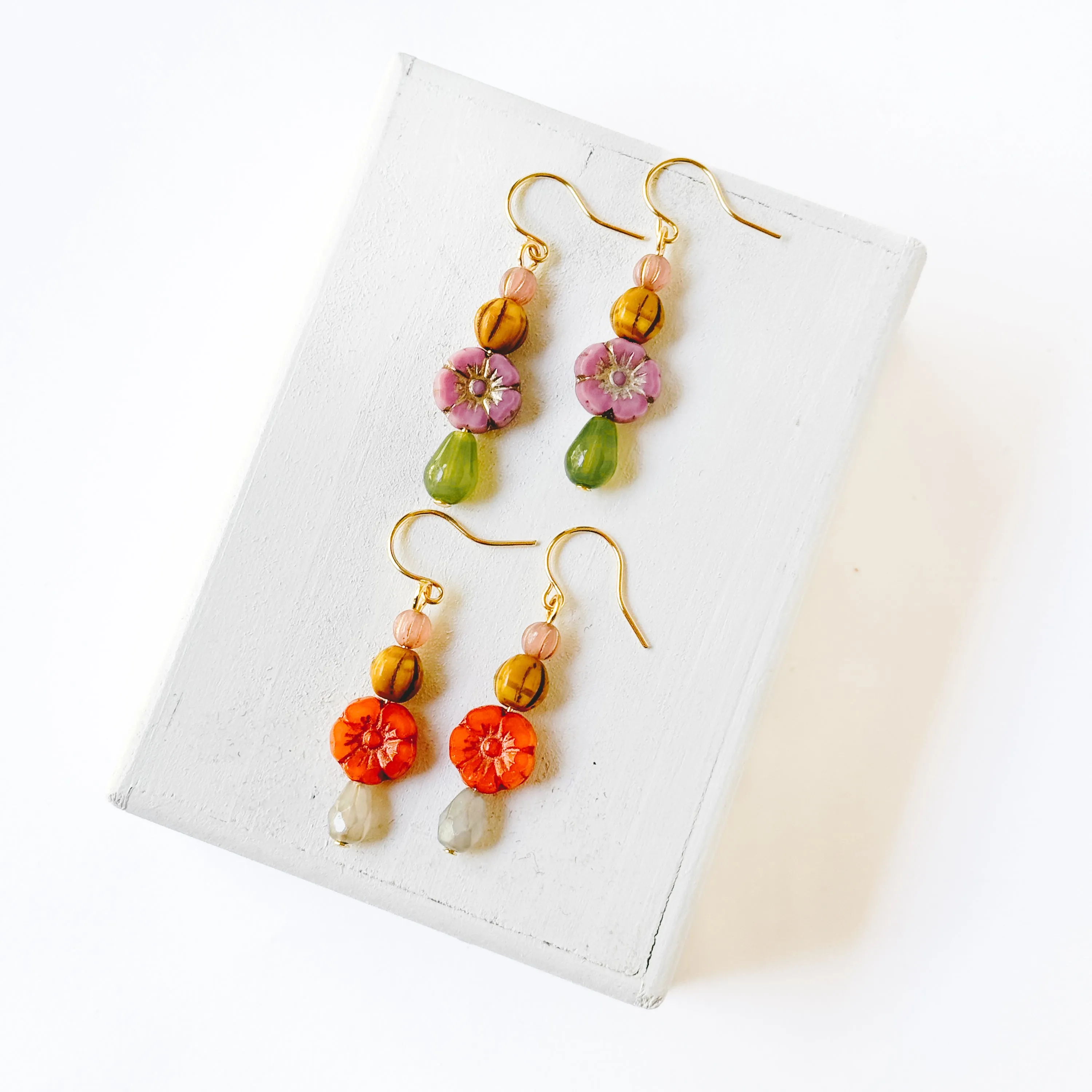 Beaded Flower Earrings -WS