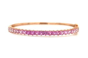Bracelet 18kt Gold & Square Pink Sapphire Rigid Tennis