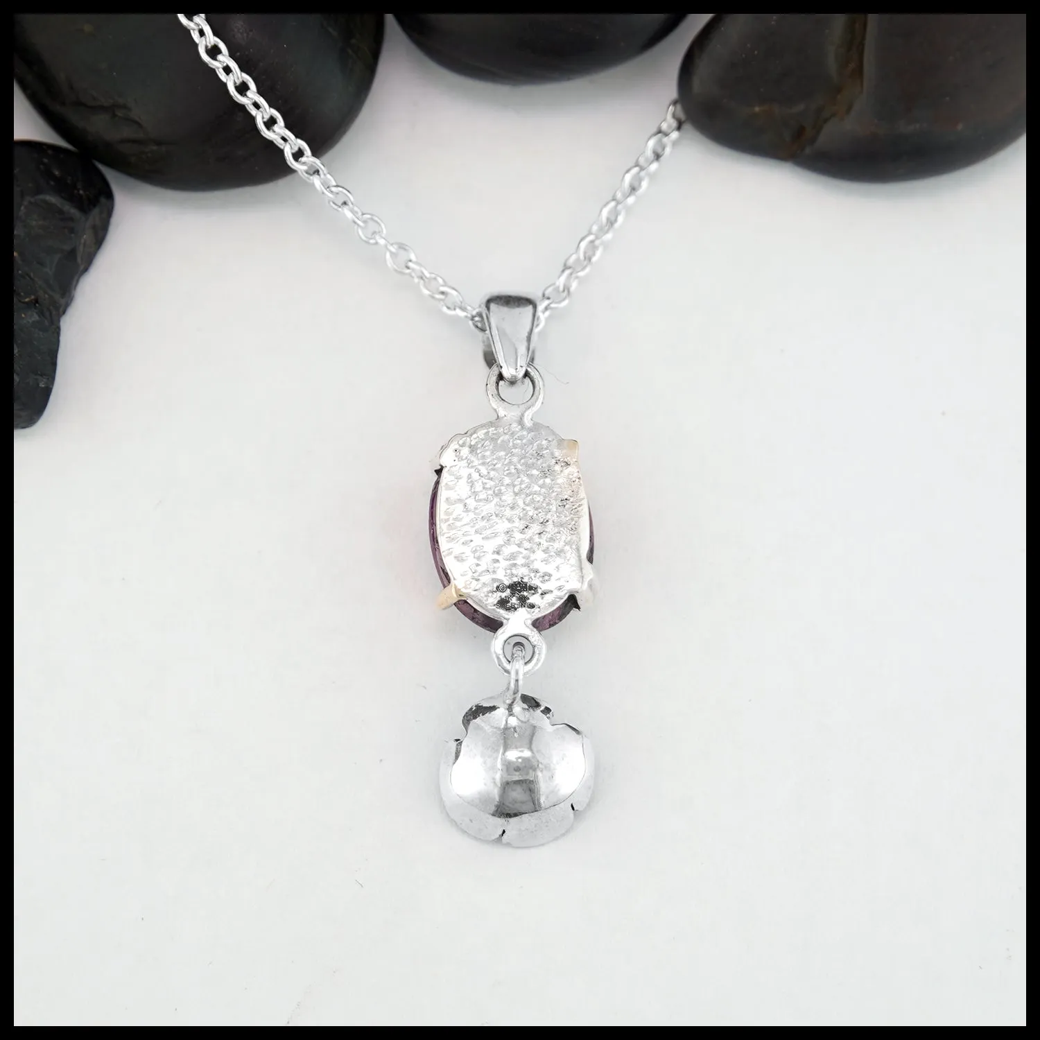 Cabochon Ruby Floral Pendant