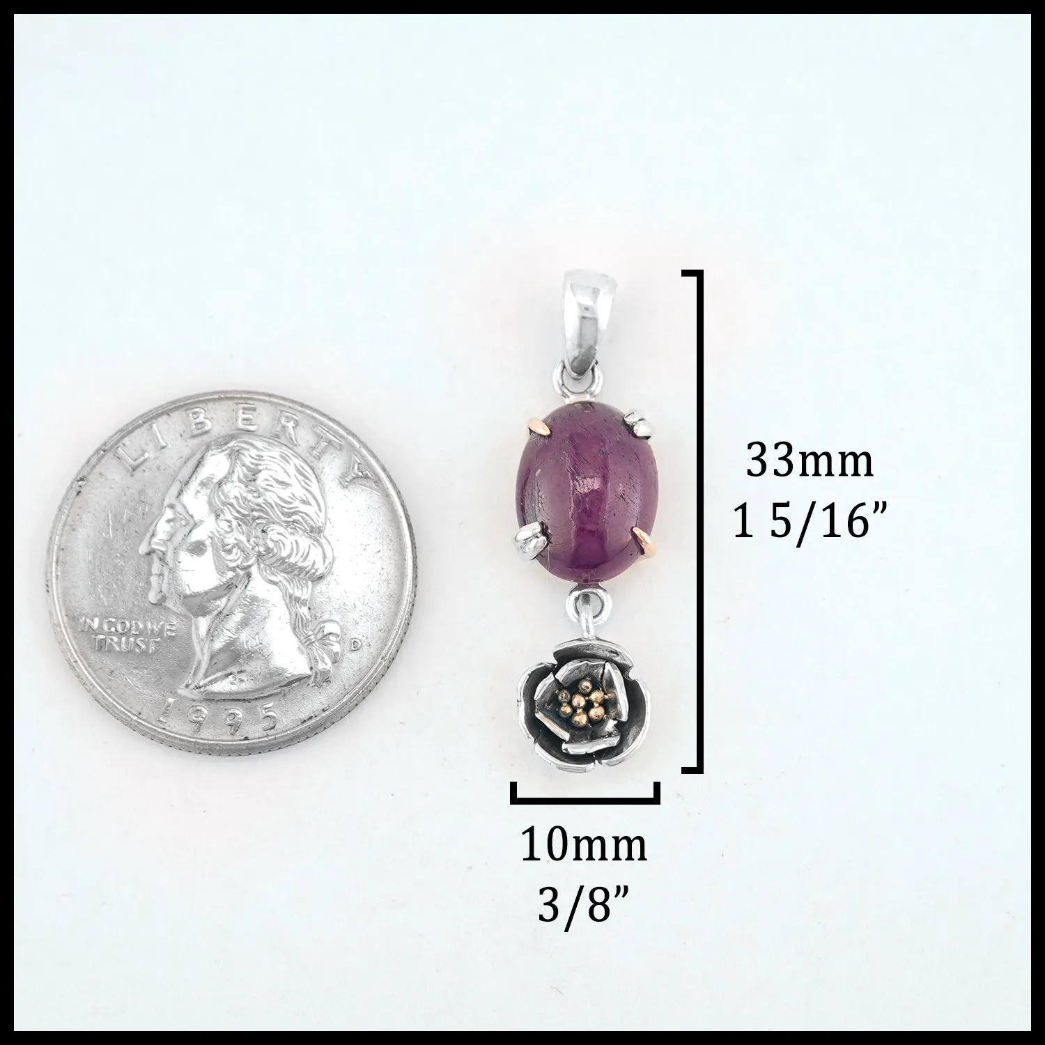 Cabochon Ruby Floral Pendant