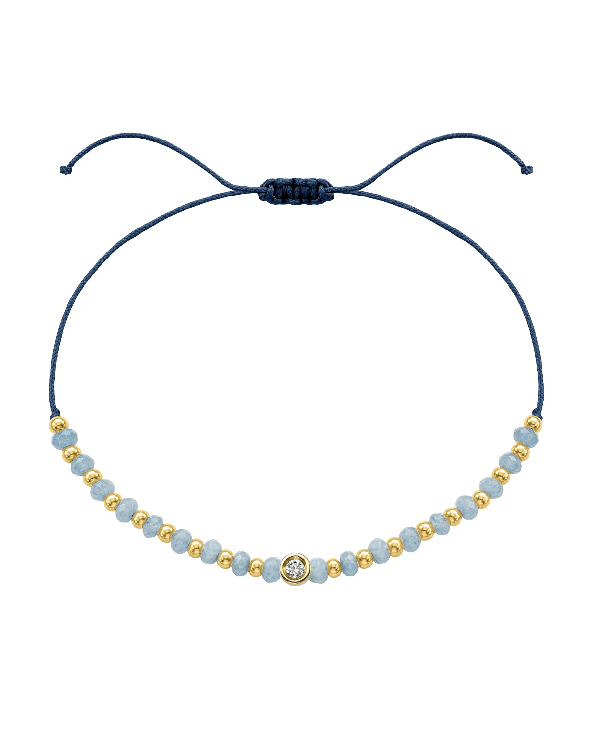 Celestite Gemstone String of Love Bracelet for Mindfulness - 14K Yellow Gold