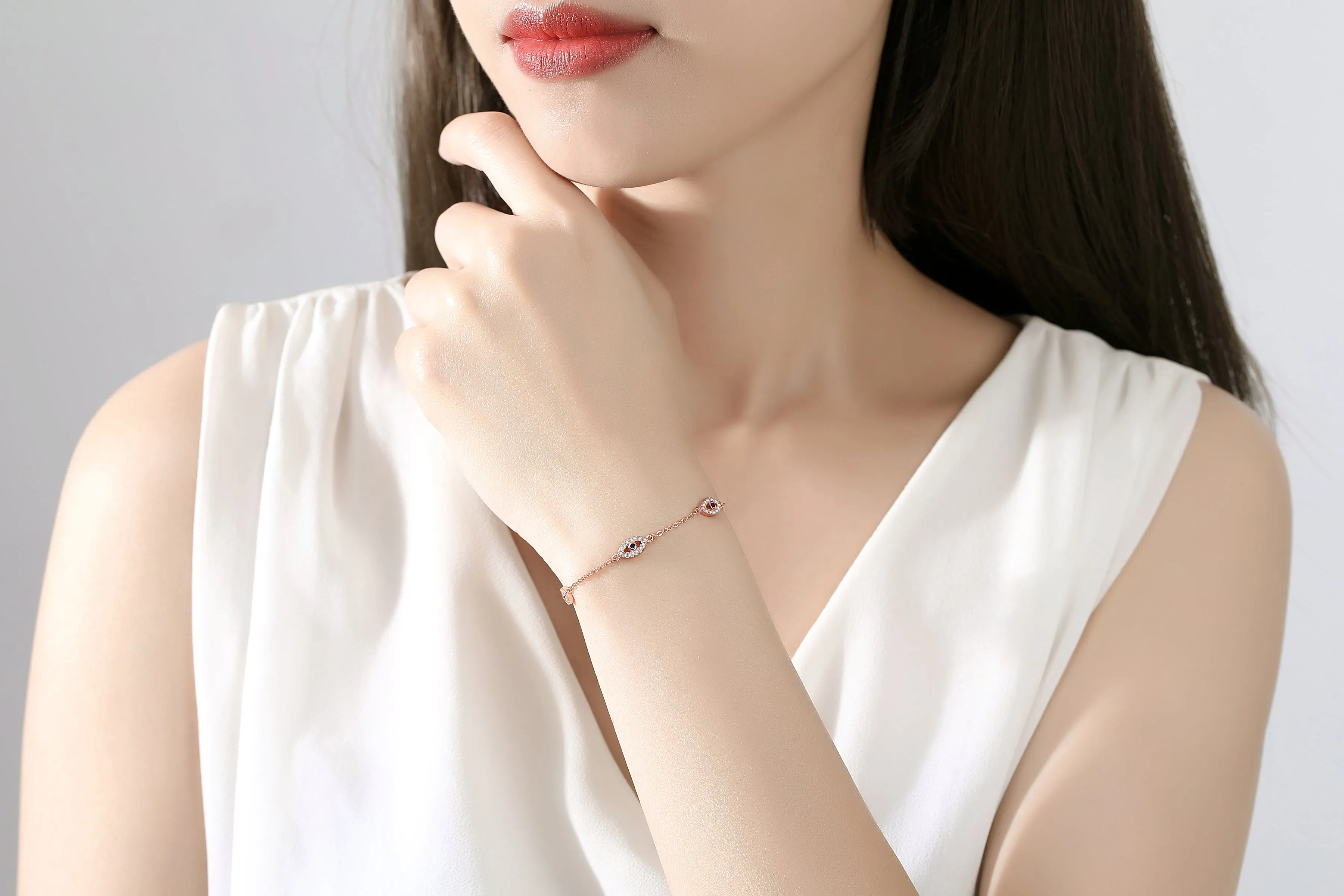 CHARLIZE EVIL EYE ROSE GOLD BRACELET