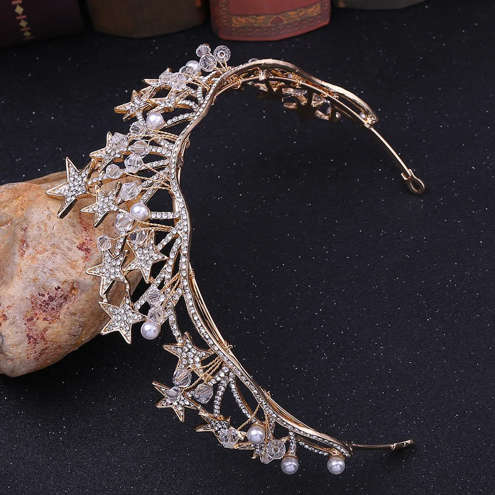 Diamond new bridal headwear hair accessories Korean exquisite five-star diamond beaded bridal handmade crown