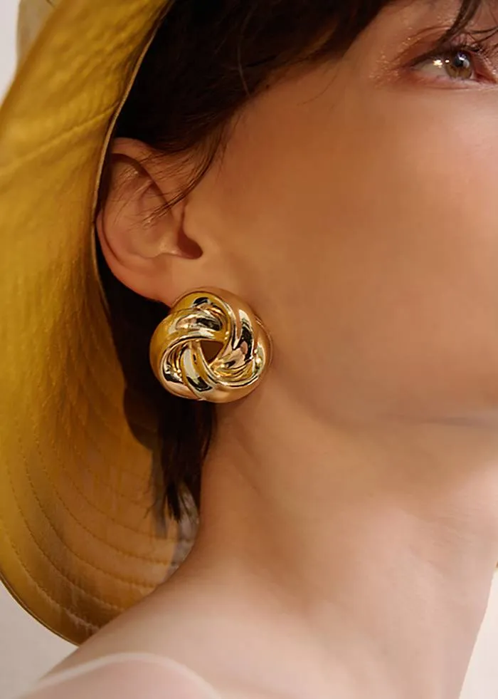Double Twist Round Stud Earrings