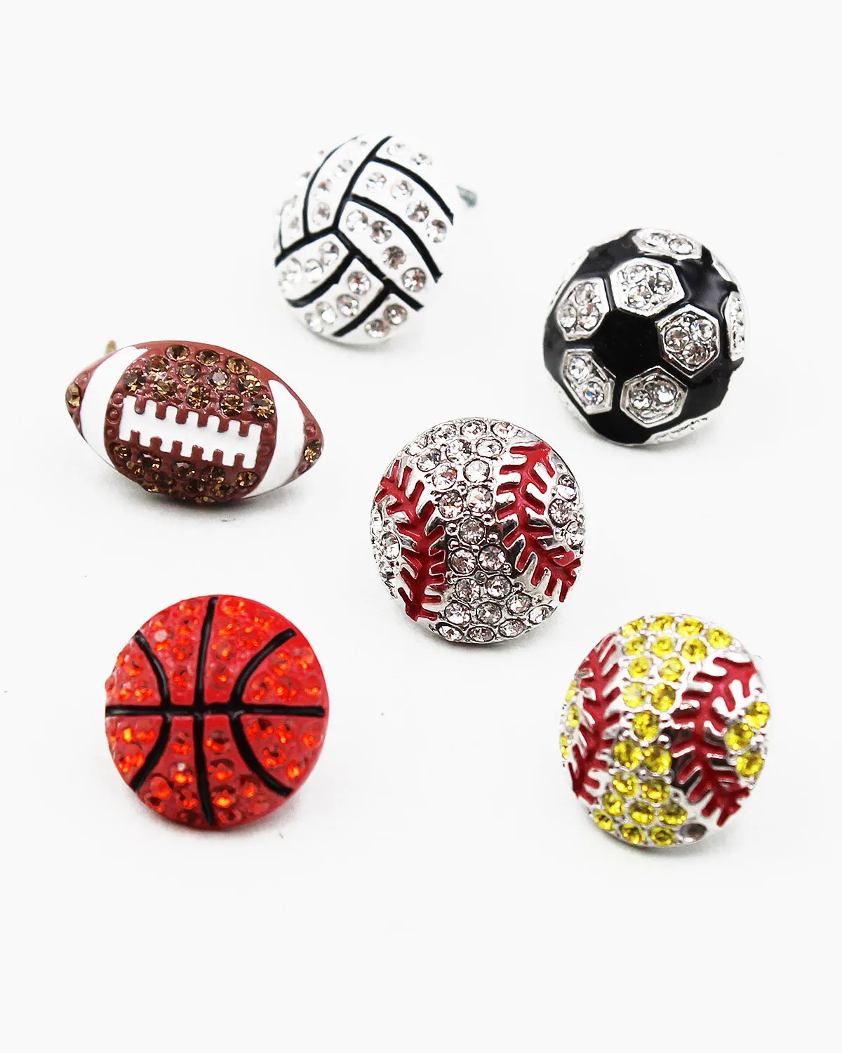 Football Crystal Stone Stud Earrings