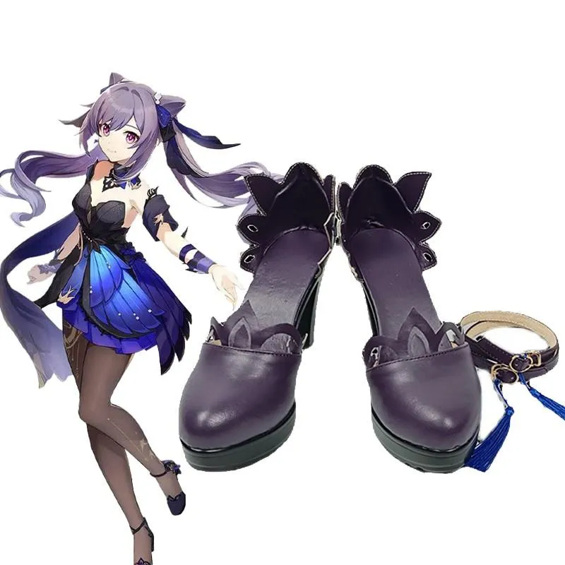 Game Genshin Impact Opulent Splendor Keqing Cosplay Shoes