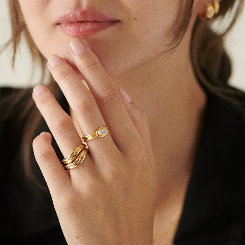 Gemstone Ring 18ct Gold Plate