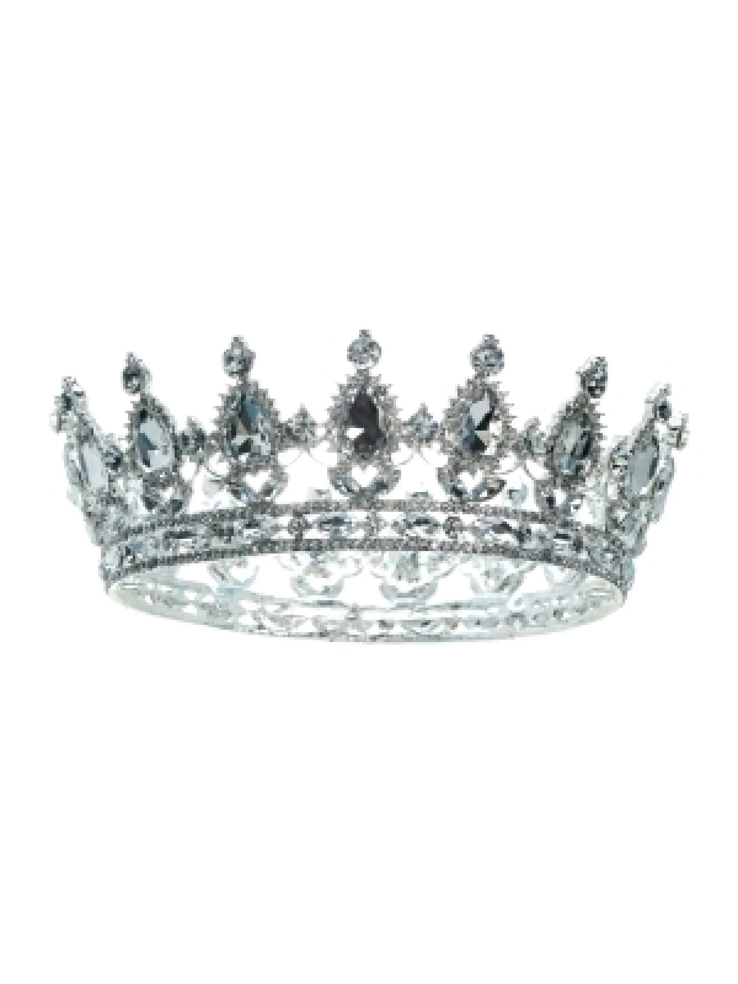 Girls Silver Rhinestone Wedding Pageant King Crown Tiara