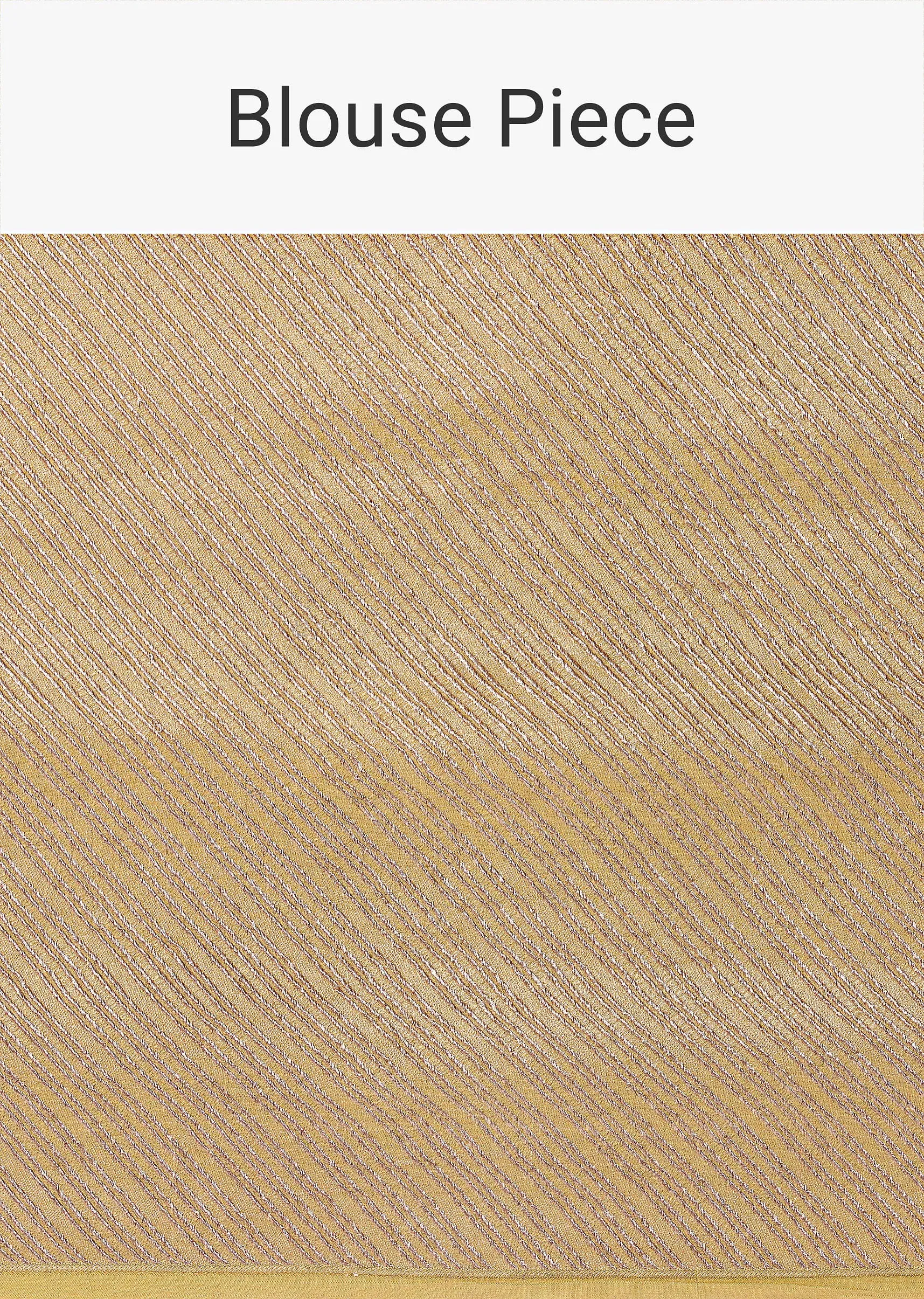 Gold Chanderi Tissue Saree With Pipe Finish Stitched Blouse
