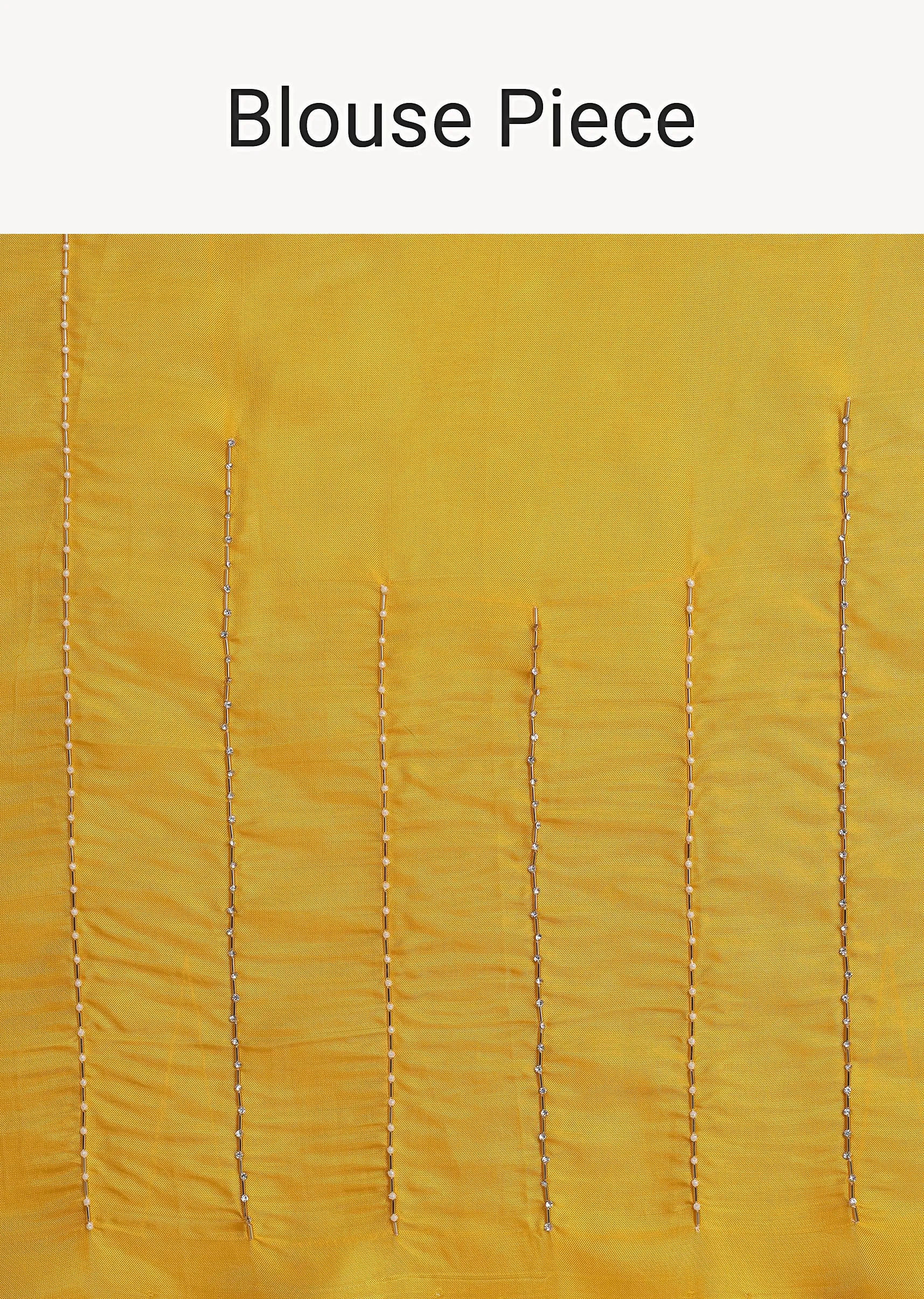 Gold Jacquard Saree Embroidered With Contrast Blouse Fabric