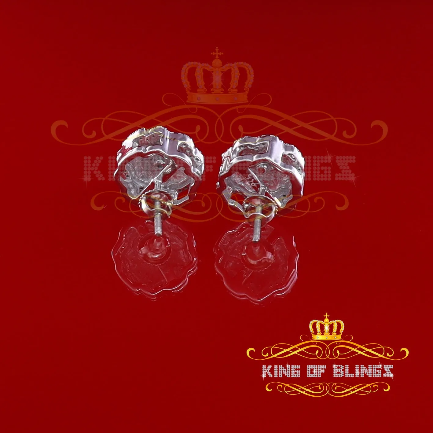 King of Blings- 925 White Silver Nuggtte's 1.38ct Cubic Zirconia Hip Hop Women's Flower Earrings