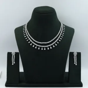 Layered Zircon/AD Necklace Set 15855-28