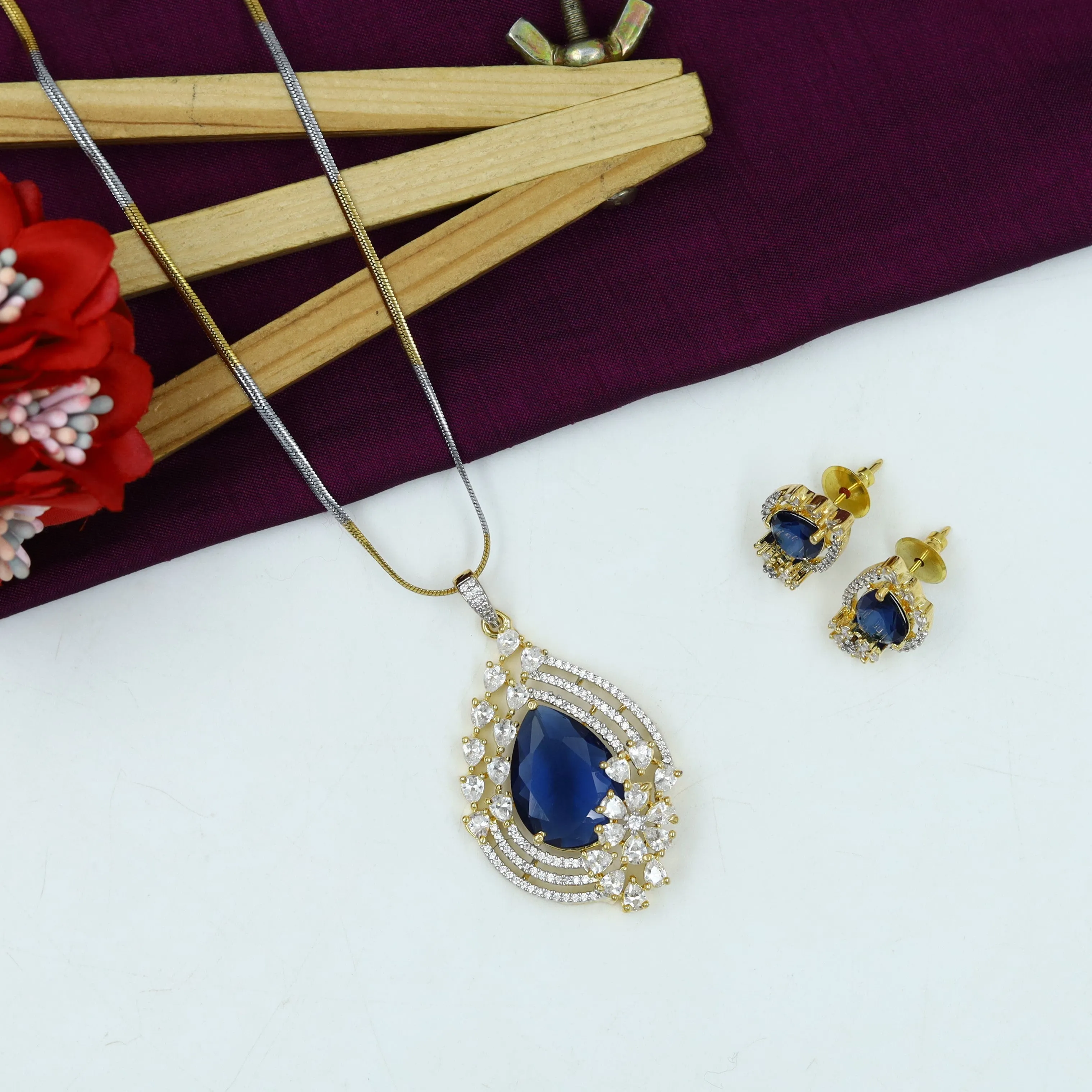 Light Zircon/AD Pendant Set 14868-08