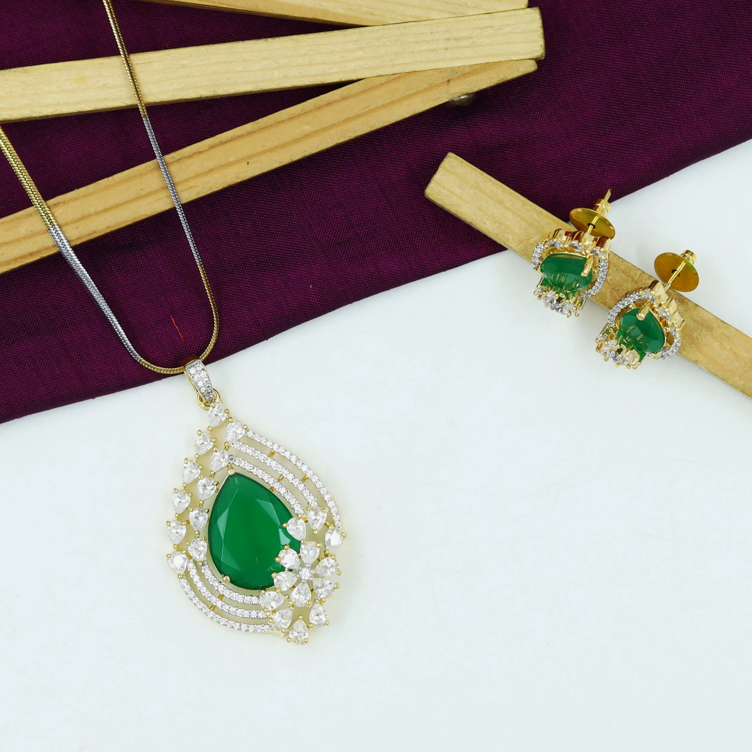 Light Zircon/AD Pendant Set 14868-08
