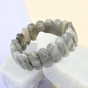 Malagasy Labradorite Beaded Stretch Bracelet | in Sterling Silver 225.00 ctw