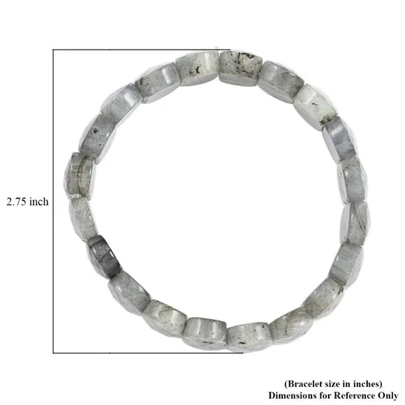 Malagasy Labradorite Beaded Stretch Bracelet | in Sterling Silver 225.00 ctw