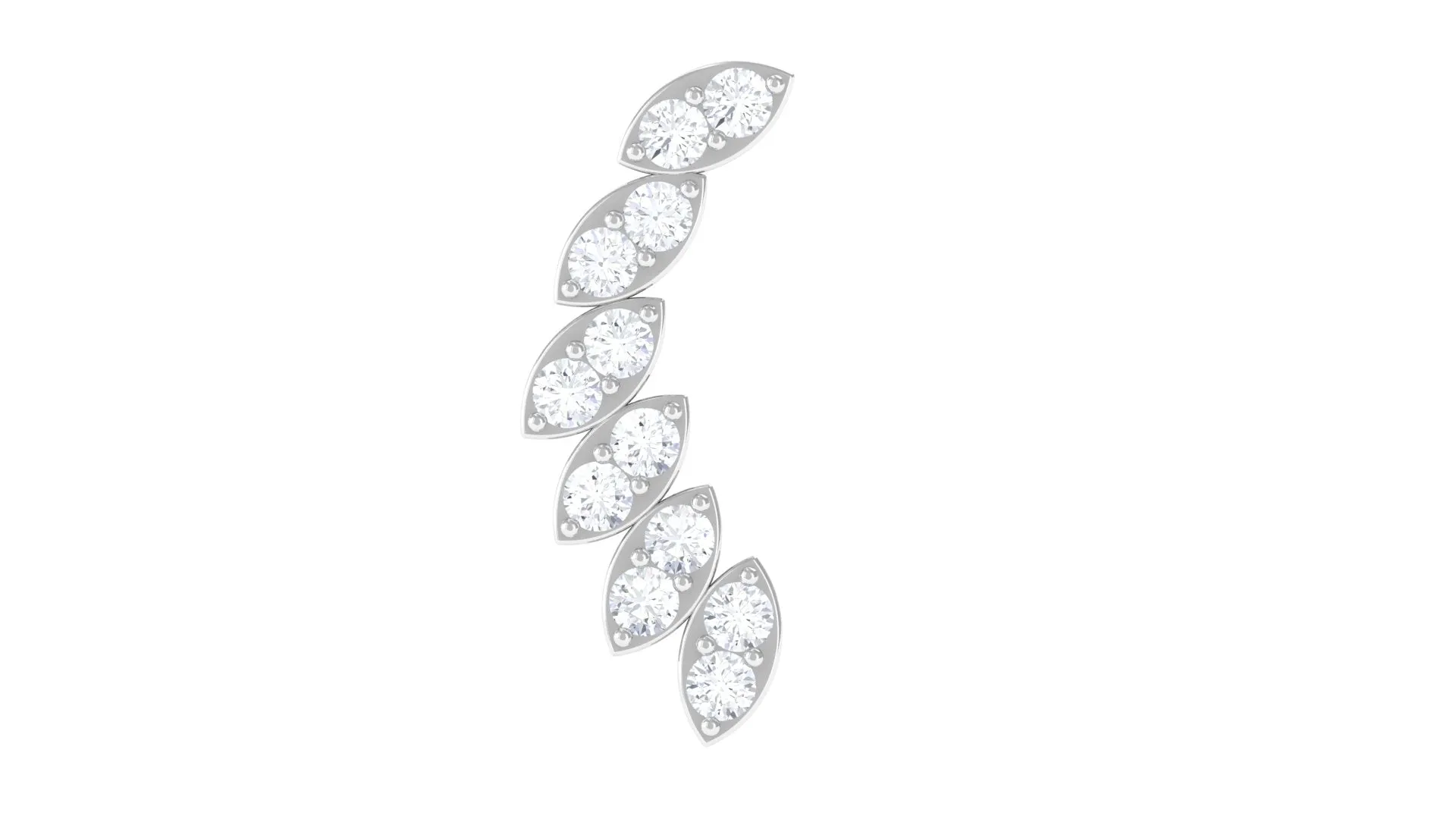 Moissanite Curved Crawler Earring for Helix Piercing