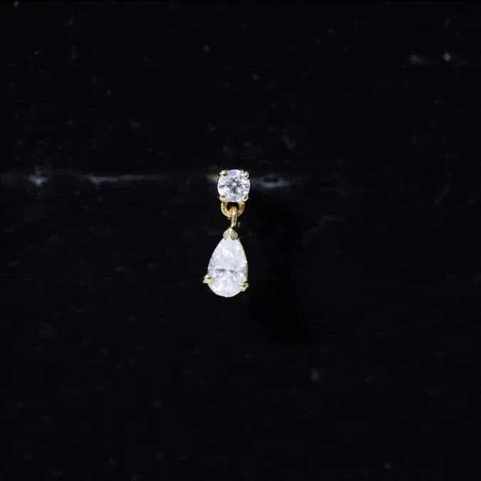 Moissanite Teardrop Earring for Helix Piercing
