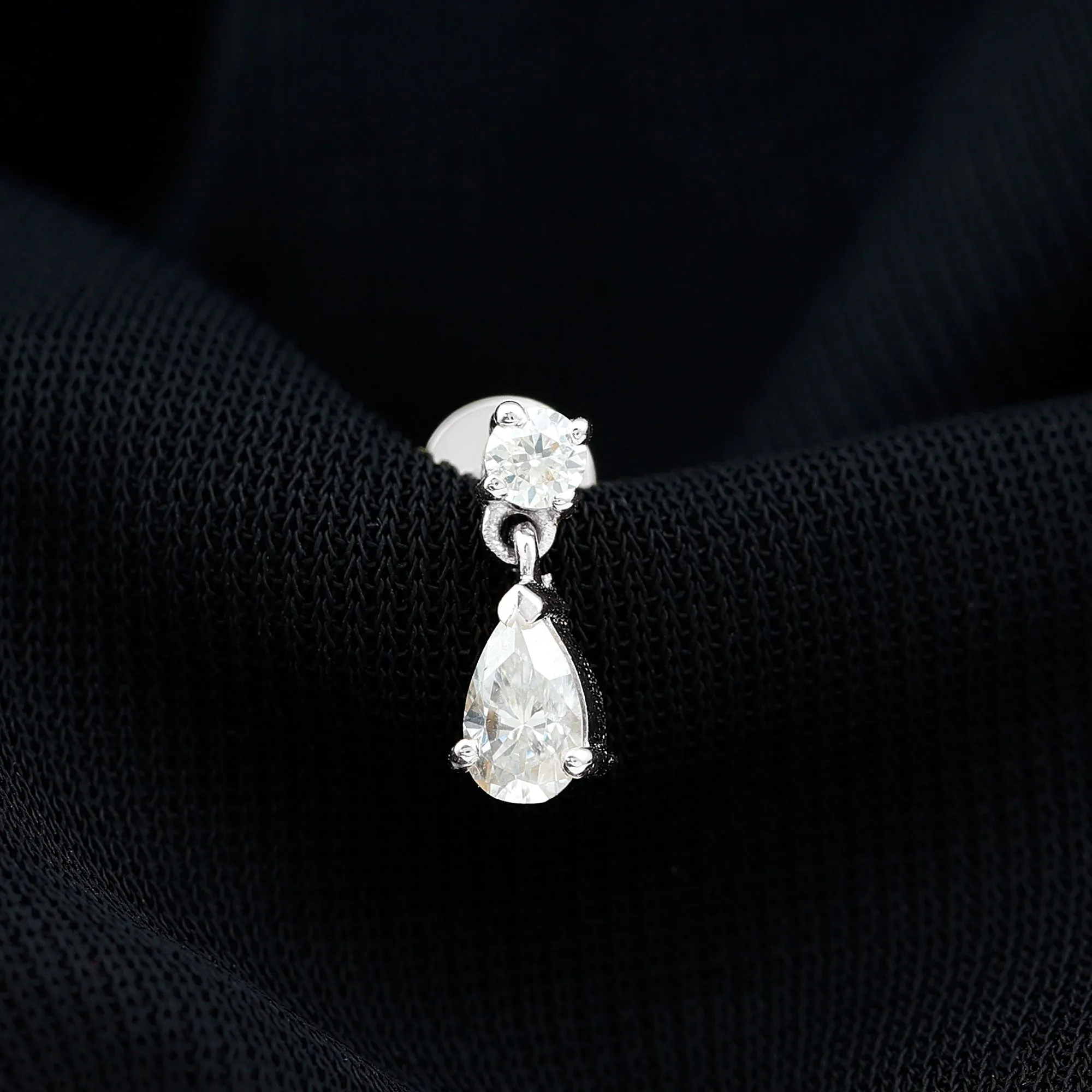 Moissanite Teardrop Earring for Helix Piercing