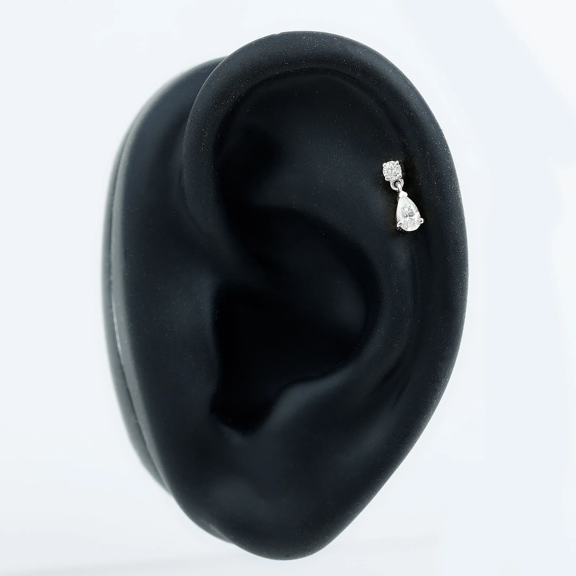 Moissanite Teardrop Earring for Helix Piercing
