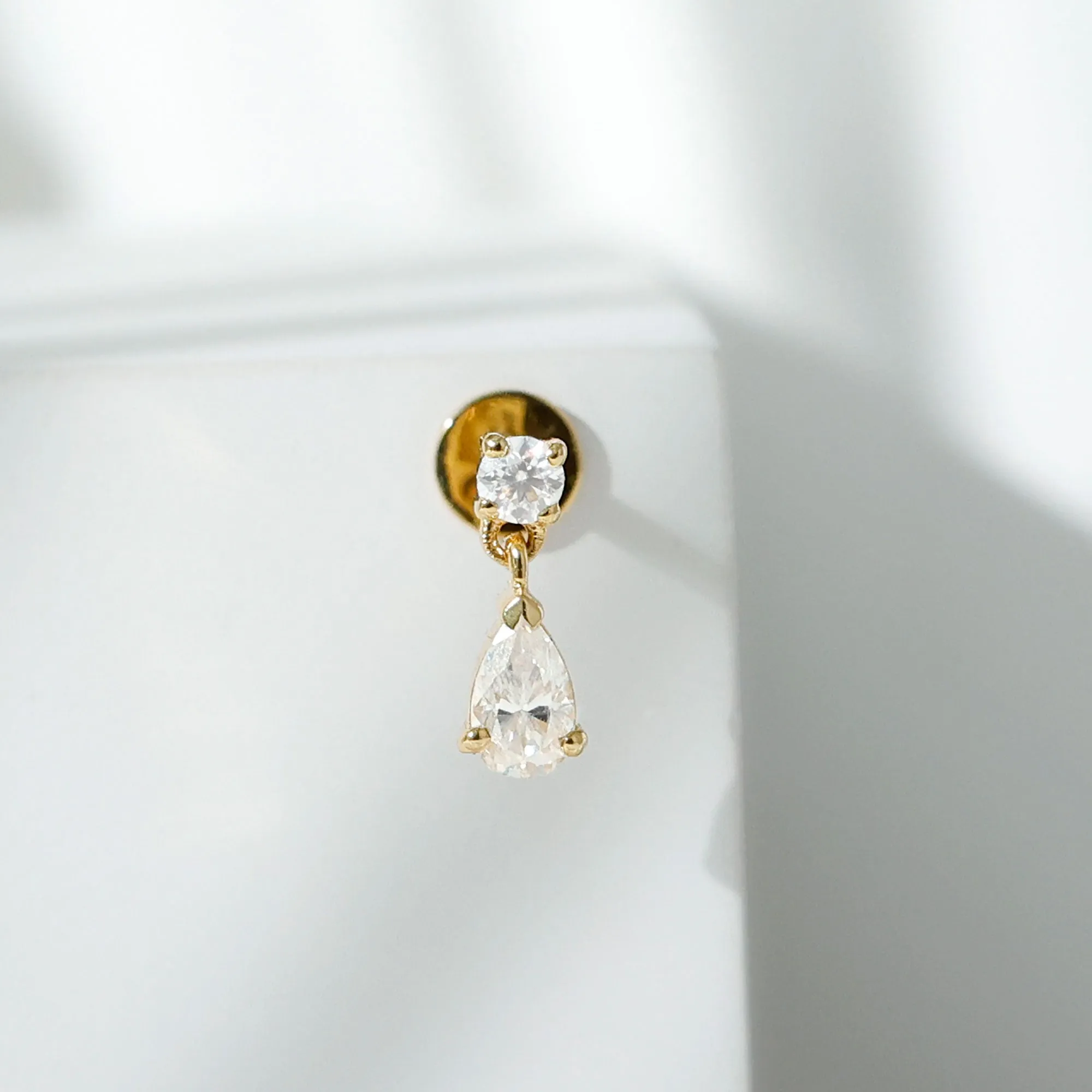 Moissanite Teardrop Earring for Helix Piercing