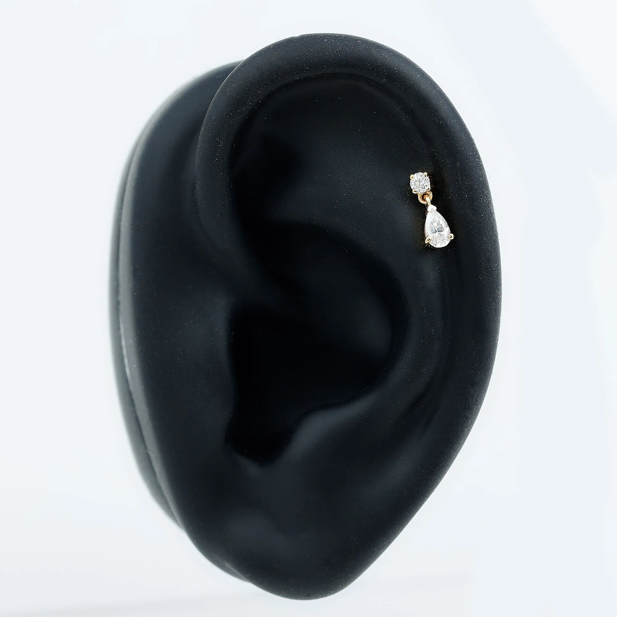 Moissanite Teardrop Earring for Helix Piercing