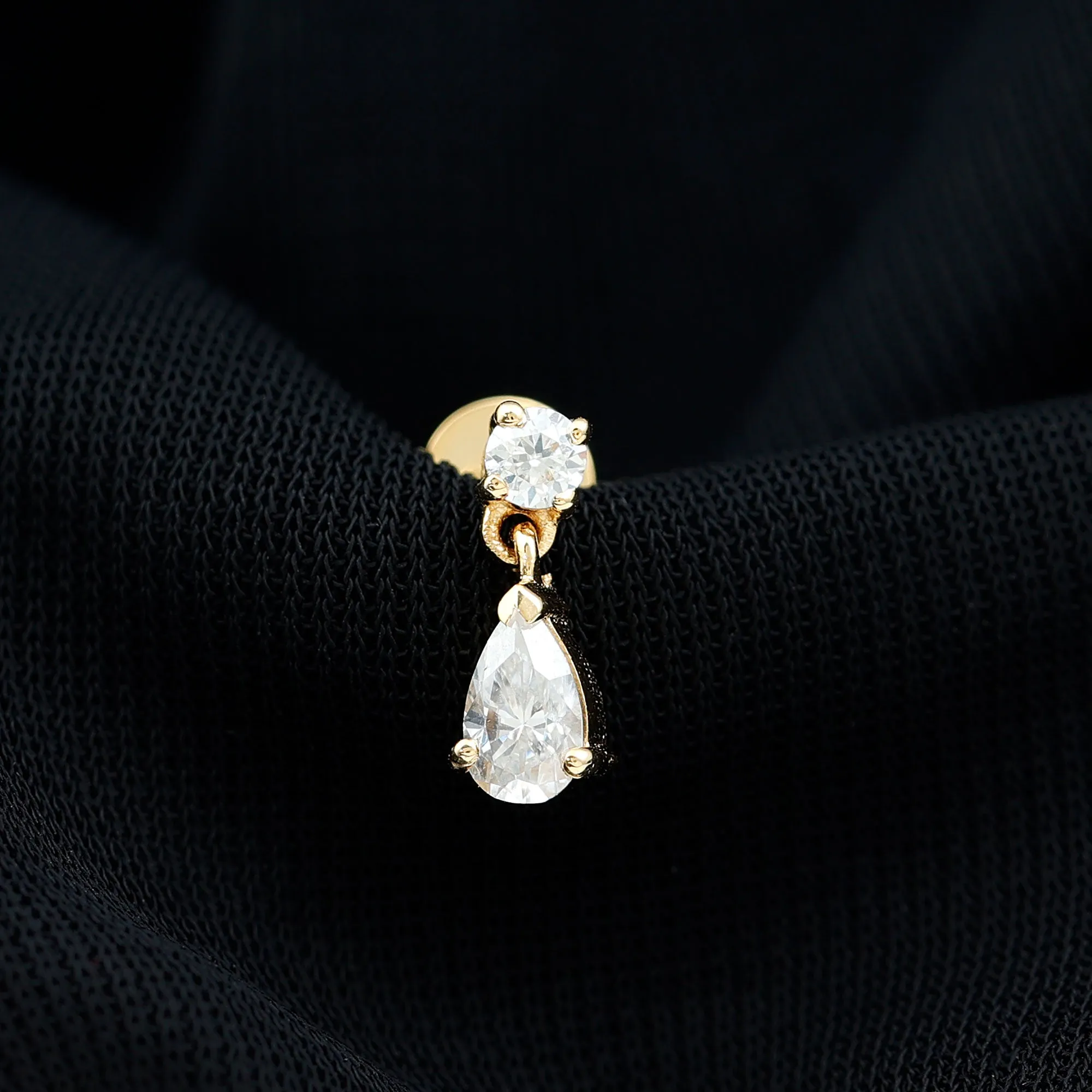 Moissanite Teardrop Earring for Helix Piercing
