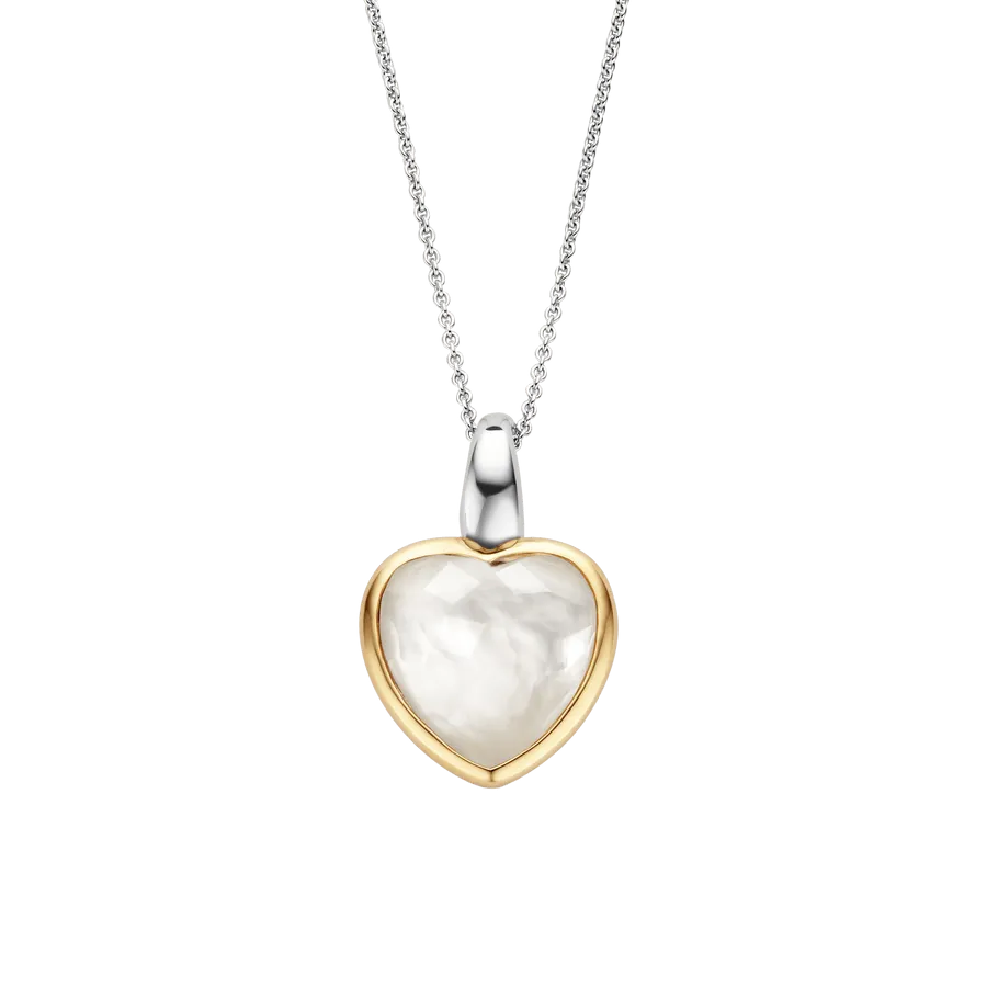 Mother Of Pearl Heart Pendant - Gold/Silver - 6807MW