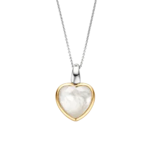 Mother Of Pearl Heart Pendant - Gold/Silver - 6807MW