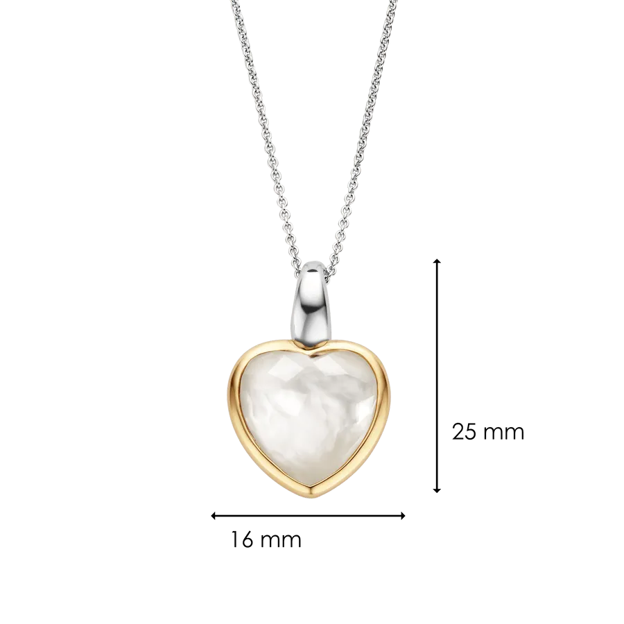 Mother Of Pearl Heart Pendant - Gold/Silver - 6807MW