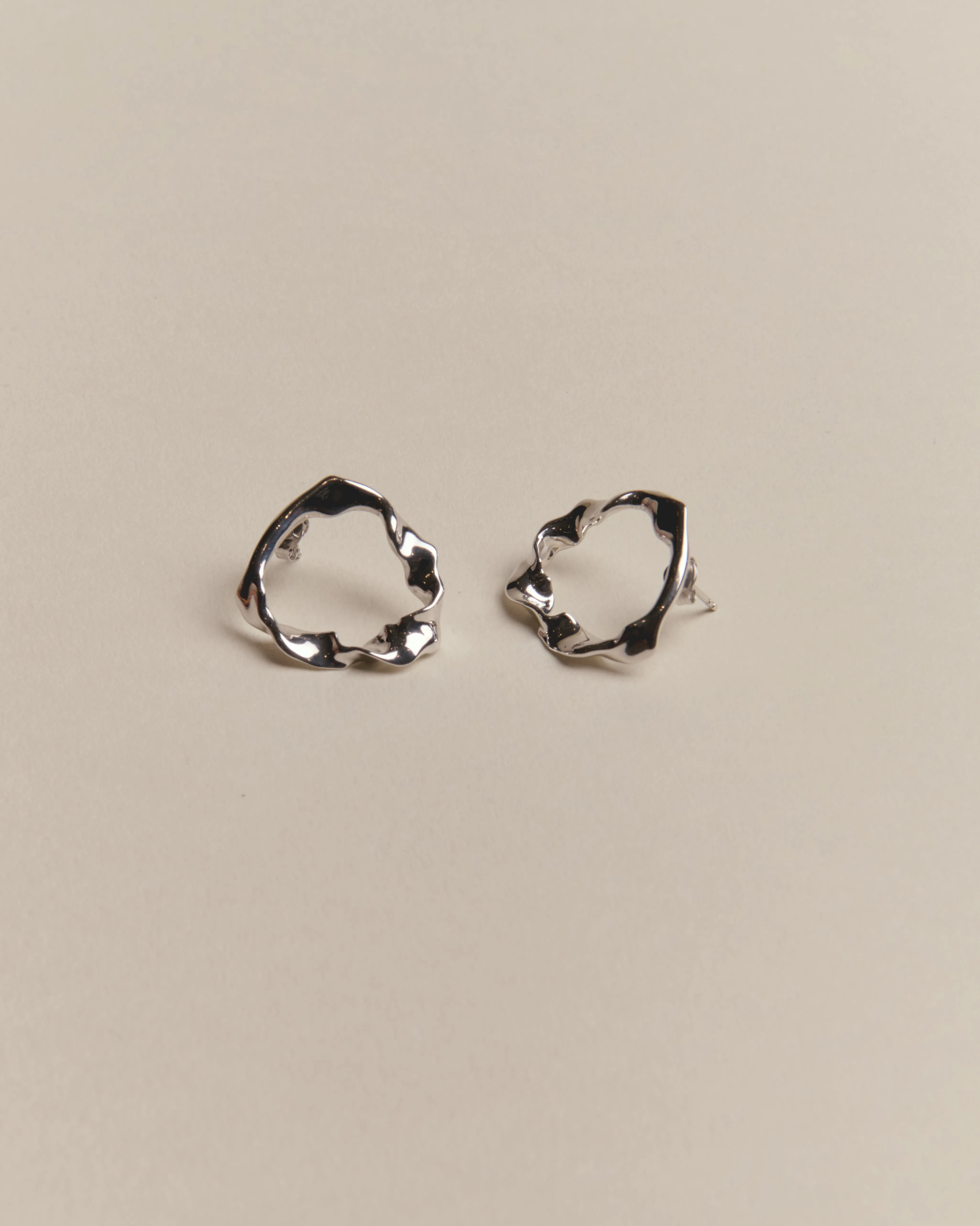 Nicola Beaten Round Earrings 925 Recycled Sterling Silver