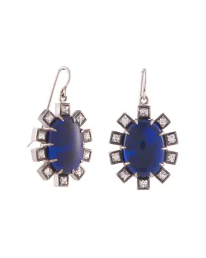 Opal and French Cut Diamond Earrings