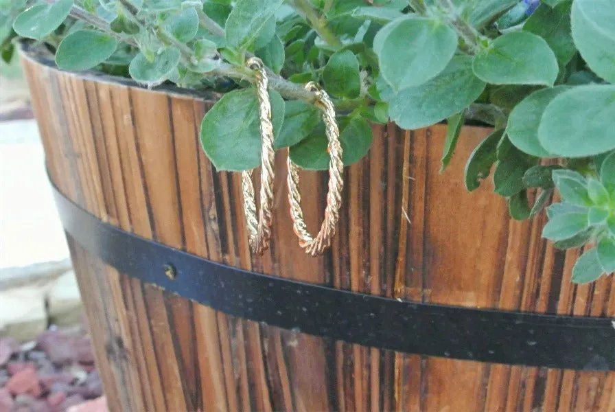 Oval Twisted Metal Open Hoop Earrings