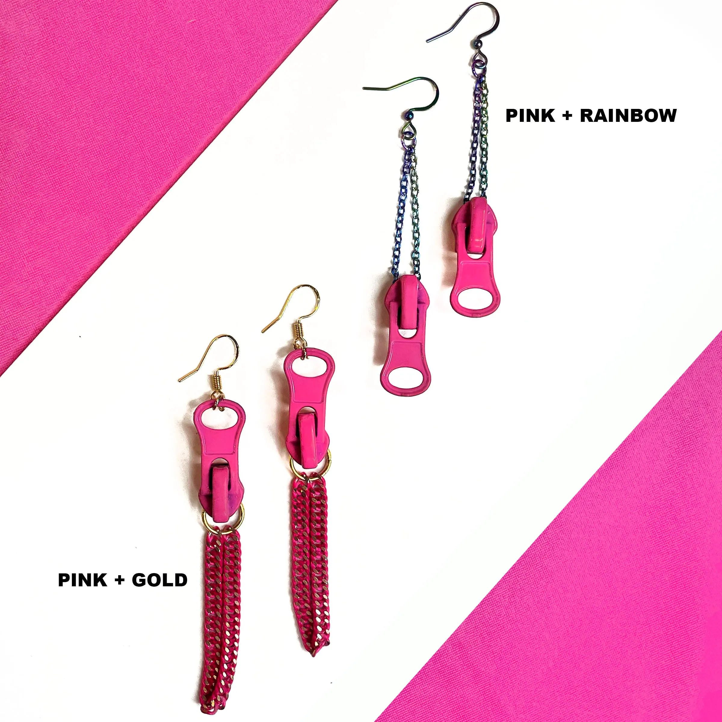 Pretty in Pink Zipper Earrings