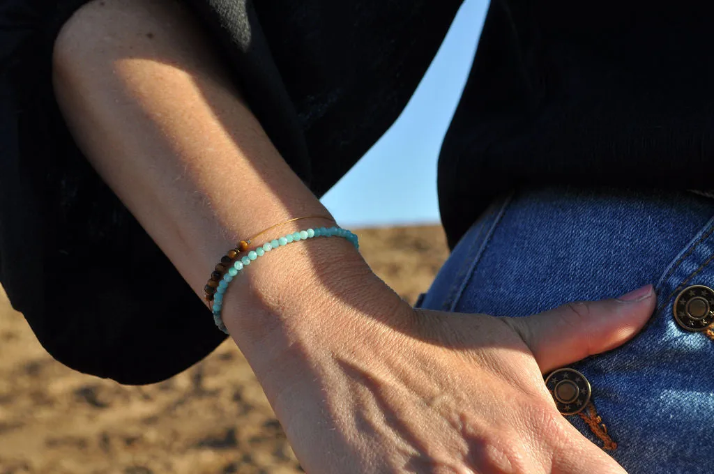 "Columbia" Amazonite and Chrysocolla Gemstone Beaded Bracelet
