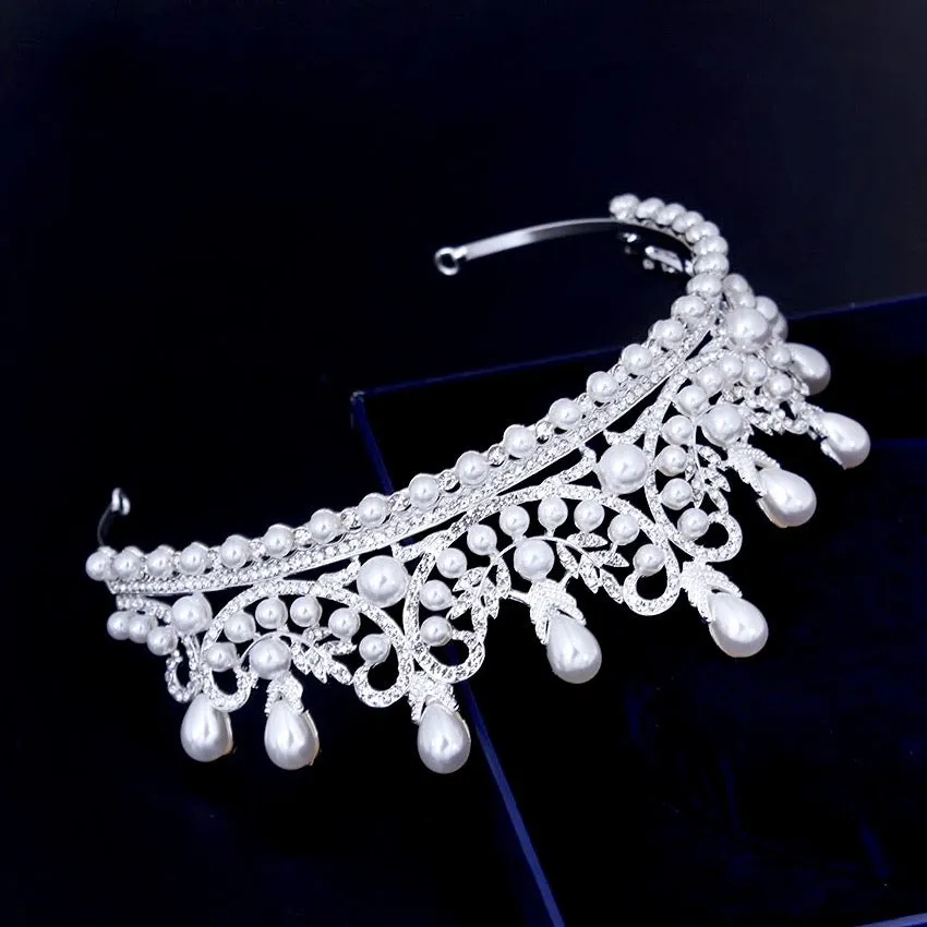 "Maddison" - Pearl Bridal Tiara - Available in Silver and Gold