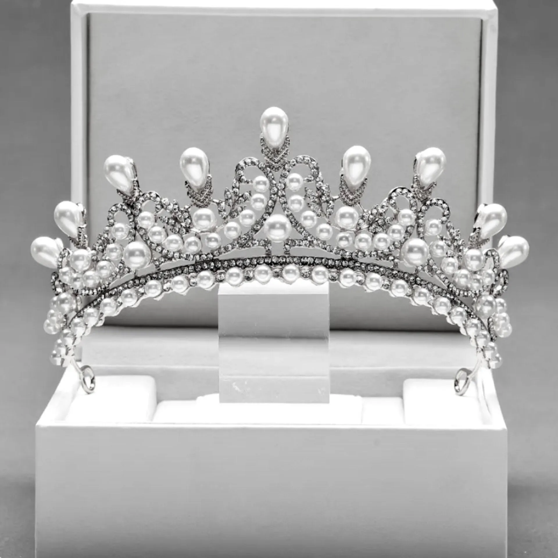 "Maddison" - Pearl Bridal Tiara - Available in Silver and Gold
