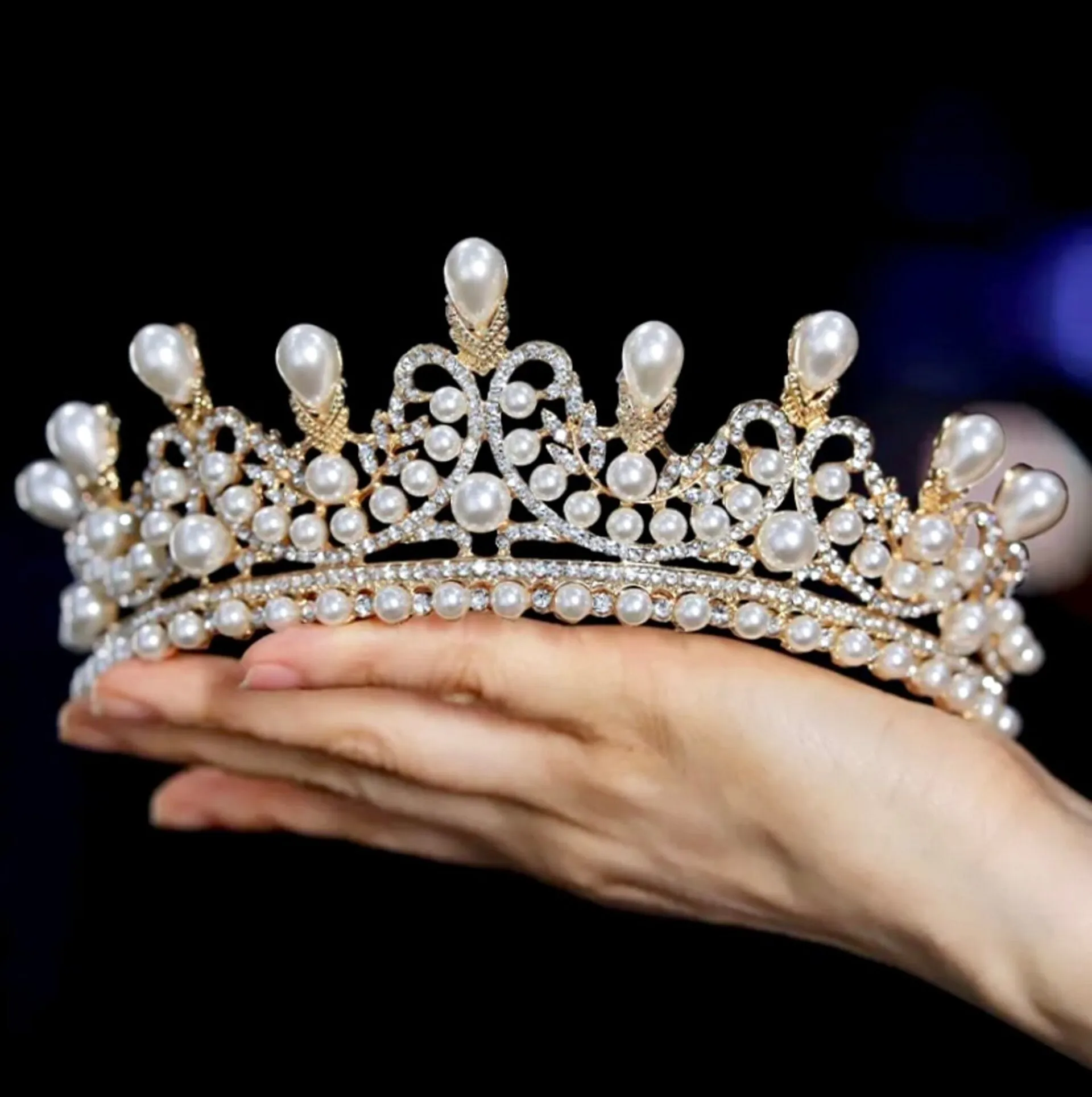 "Maddison" - Pearl Bridal Tiara - Available in Silver and Gold
