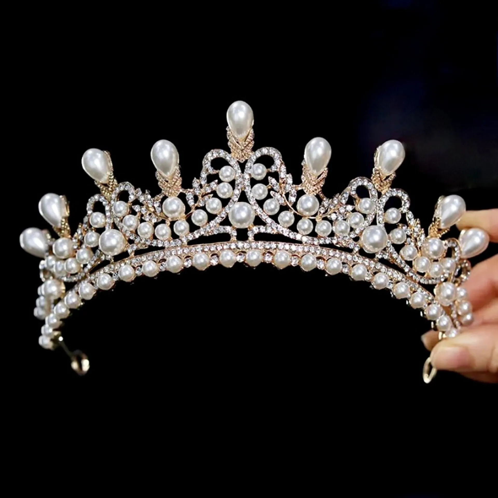 "Maddison" - Pearl Bridal Tiara - Available in Silver and Gold